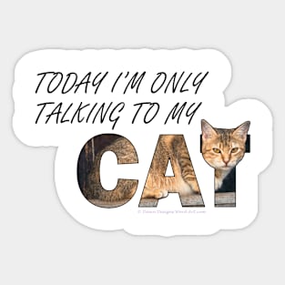 Today I'm only talking to my cat - beige tabby cat oil painting word art Sticker